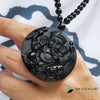 TCC™ Natural Hand Carved Black Obsidian Ganesha Pendant